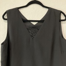 NEW Talbots Womens Sleeveless Shell Top Size 14 Black Lined Side Zip Lace picture