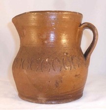 Antique Henry Schofield Lead Glazed Yellowish-Brown Redware Pitcher Southeast PA picture