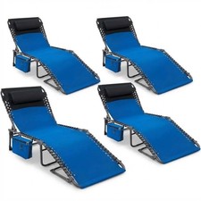 2/4Pcs Outdoor Chaise Lounge Patio Chairs w/Adjustable Backrest with Side Pocket picture