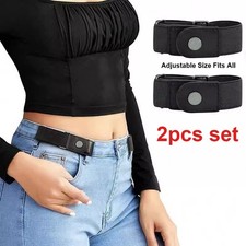 2PCS No Buckle Elastic Belt Invisible Waist Belt for Jeans Pants picture