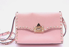 Valentino Pink Pebbled Studded Crossbody, Turn Lock, Hardware, 100% Authentic picture