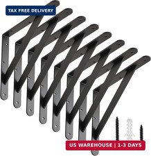 Shelf Brackets with Beam, Heavy Duty Shelf Bracket, 8 x 12 inch 8 Pack Black Met picture
