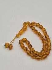 Vintage 33 Large Beaded Amber Islamic Prayer Beads Misbaha Tasbih Large Cognac picture