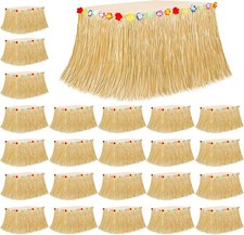 24PCS Hawaiian Table Skirt, Gold Luau Themed Grass Table Skirt Party Supplies... picture