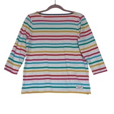 Talbots Authentic Petite Striped Boatneck Top 100% Cotton 3/4 Sleeve MP picture