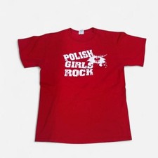 Vintage Polish Girls Rock Graphic Tee Red White Eagle Polska Pride Medium picture