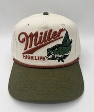 Miller High Life Bass Fish Embroidered Snapback Hat New with Tags Vintage 90s picture