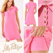 NWT $188 Lilly Pulitzer UPF50 Luxletic Frida Scallop Polo Dress S,M,L,XL in Pink picture