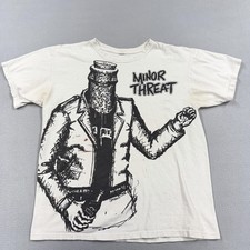 Vintage Minor Threat Shirt Mens Medium White Punk Band Graphic T-Shirt Tee picture