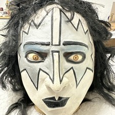 KISS 💋 Ace RARE 2009 Kiss Catalog Rock Rubber Mask Hair Tags Halloween New picture