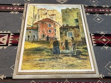 Hilda H Lehrer Old Lisbon Portugal 1961 Signed Original Oil Painting Framed picture
