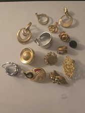 Vintage Lot of Single Earrings Kramer Signed Gold Tone Clip-Ons picture