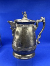 Antique 1868 Meriden B Co Large Silver Plated Hot Cold Pitcher #70  DAMAGED picture
