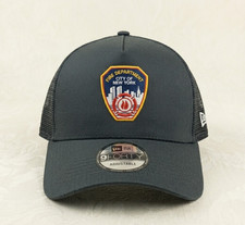 FDNY Fire Department City of New York Logo Trucker Hat Baseball Cap Black Mesh picture