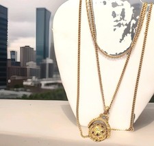 Vintage Signed Goldette Multi Strand Pill Box/ Locket Style Necklace picture