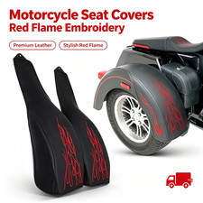 PU Leather Flame Rear Trike Fender Bra for Harley Tri Glide Ultra Classic Red picture