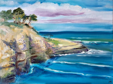 9x12in Original Oil Painting,  Caves  La Jolla  CA _Art by MK picture