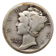 1916-P Mercury Dime VG Very Good 90% Silver picture