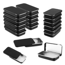 20 Pack Metal Slide Top Tin Containers Rectangular Small Tin Containers for Lip picture