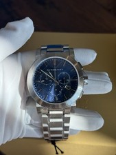 BURBERRY MENS WATCH STAINLESS STEEL SILVER STRAP WITH BLUE DIAL BU9363 picture