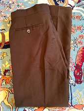 70s True Vintage Men's Brown Pleated Cotton Twill Dress Pants 31 Classic Fit picture