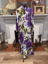 Vtg 60s 70s Vera Neumann Formfit Rogers Mock Neck Front Zip Maxi Dress Lounger picture