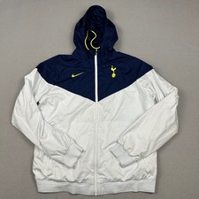Tottenham Hotspur Jacket Men Large White Blue Nike Soccer Windrunner Hood L * picture