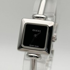 GUCCI 1900L Women's Watch Square Quartz Black Dial Silver working F/S Near Mint picture