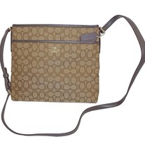 Coach F58285 Outline Signature File Bag Crossbody Khaki Brown Travel Luxury Prep picture