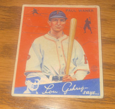 Goudey 1934 Big League Chewing Gum Paul Waner Pittsburgh Pirates Card #11 picture