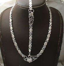 I LOVE YOU Hugs Kisses XOXO Bracelet Necklace Chain Set Real Sterling Silver picture