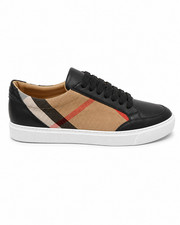 BURBERRY SALE CHECK PANEL SNEAKERS $790 LEATHER WHITE US7/EU37 picture