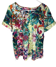 Soft Surroundings Santamar Women's M Colorful Soft Floral Artsy Top Tropical NEW picture