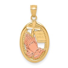 10k Two-tone Gold Praying Hands Pendant 1.24g, L-25mm, 13mm  picture