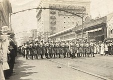 c1918 Norfolk Virginia US Marines Military Parade RPPC WW1 Era Storefronts picture