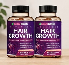 2 PACK NEW Rainbow Nutrients Advanced Hair Growth- Prevent Hair Loss  picture