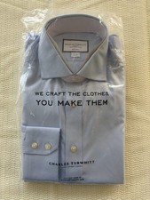 Charles Tyrwhitt Slim Fit Dress Shirt 15/34 Sky Blue Non-Iron Twill Cutaway NEW picture