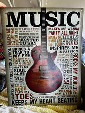 Vintage/Retro Music Guitar Quote metal Wall Sign Vertical Ready To Hang picture