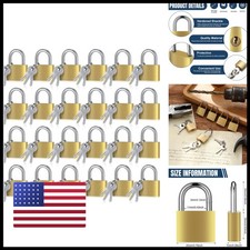 Yaocom 24 Pcs Solid Brass Keyed Padlock, Small Padlocks Keyed Alike Yellow Gym picture