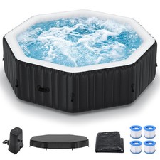 SLSY 1-6 Person Portable Inflatable Hot Tub with Bubble Massage Jets,LED lights picture
