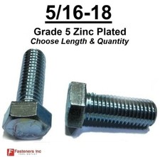 5/16-18 Hex Bolt Zinc Plated Grade 5 Cap Screw Coarse Thread (Pick Length & Qty) picture