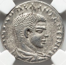 Diadumenian 218 AD NGC XF Silver Tetradrachm Roman Empire Coin VERY SHORT REIGN picture