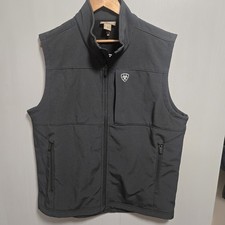 ARIAT Mens Large Full-Zip Outdoor Vest, Black, Fleece Lined, Stand-Up Collar EXC picture