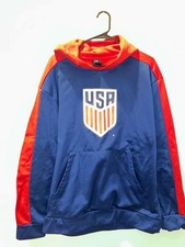Icon Sports US Soccer Official Licensed Navy Blue Red Pullover Hoodie Men's Size picture