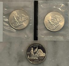 2005 P D and S proof California State Quarter 3 Coin set picture