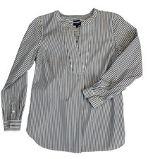Talbots Blouse Non-Iron Womens Blue Tunic V-Neck Long Sleeve Stretch picture
