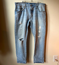 Levi's Women's Light Wash Distressed Blue Denim Jeans Tapered L 5-Pocket picture