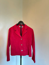 Chico's Red Floral Button-Front Collared Short Jacket, Juniors Size 1 picture