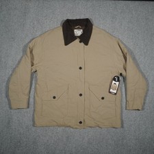 CISONO Padded Jacket Women's Khaki Brown L Polyester Lined Quilted Coat New picture