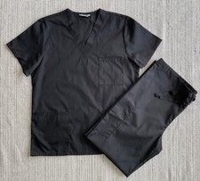 NWT Sivvan Unisex Classic Scrub Set VNeck Top Drawstring Pants Small Black Nurse picture